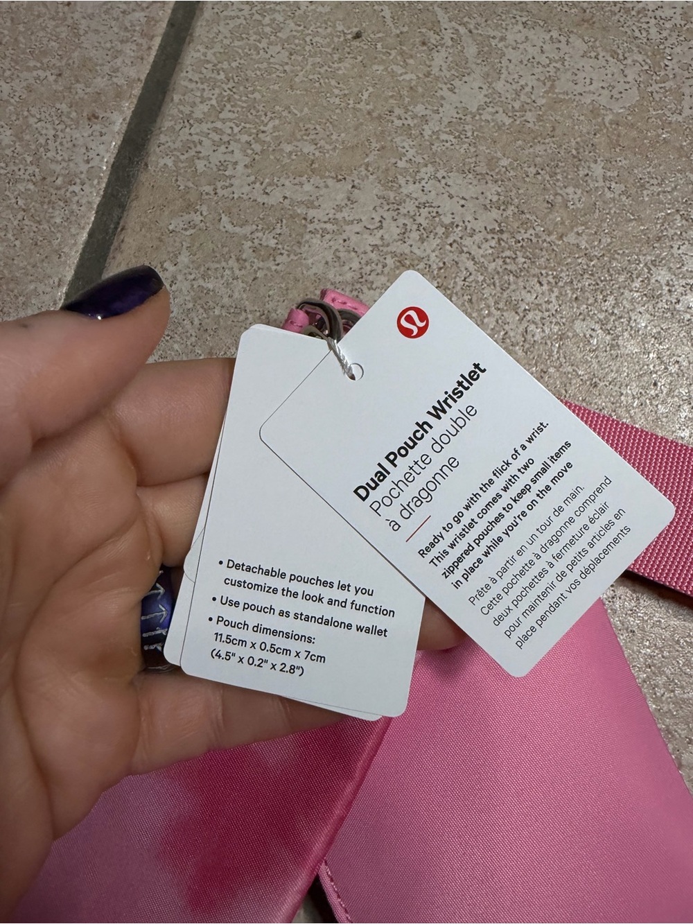 NWT Lululemon Dual Pouch Wristlet (Strawberry Multi/Candy Cloud/Silver) - Picture 7 of 9